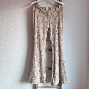 Georgie Ashley Ivory/Nude Lace Flare Pants Sz: 8